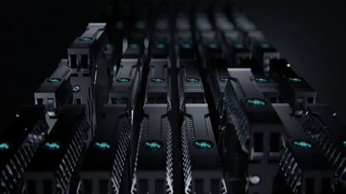 Cryptocurrency mining farm operation showing multiple mining rigs in action